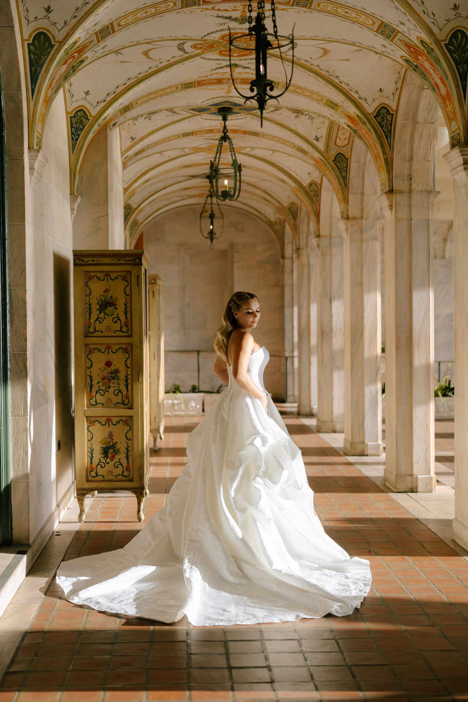 Elegant bride posing for a bridal portrait at New College in Sarasota, Florida